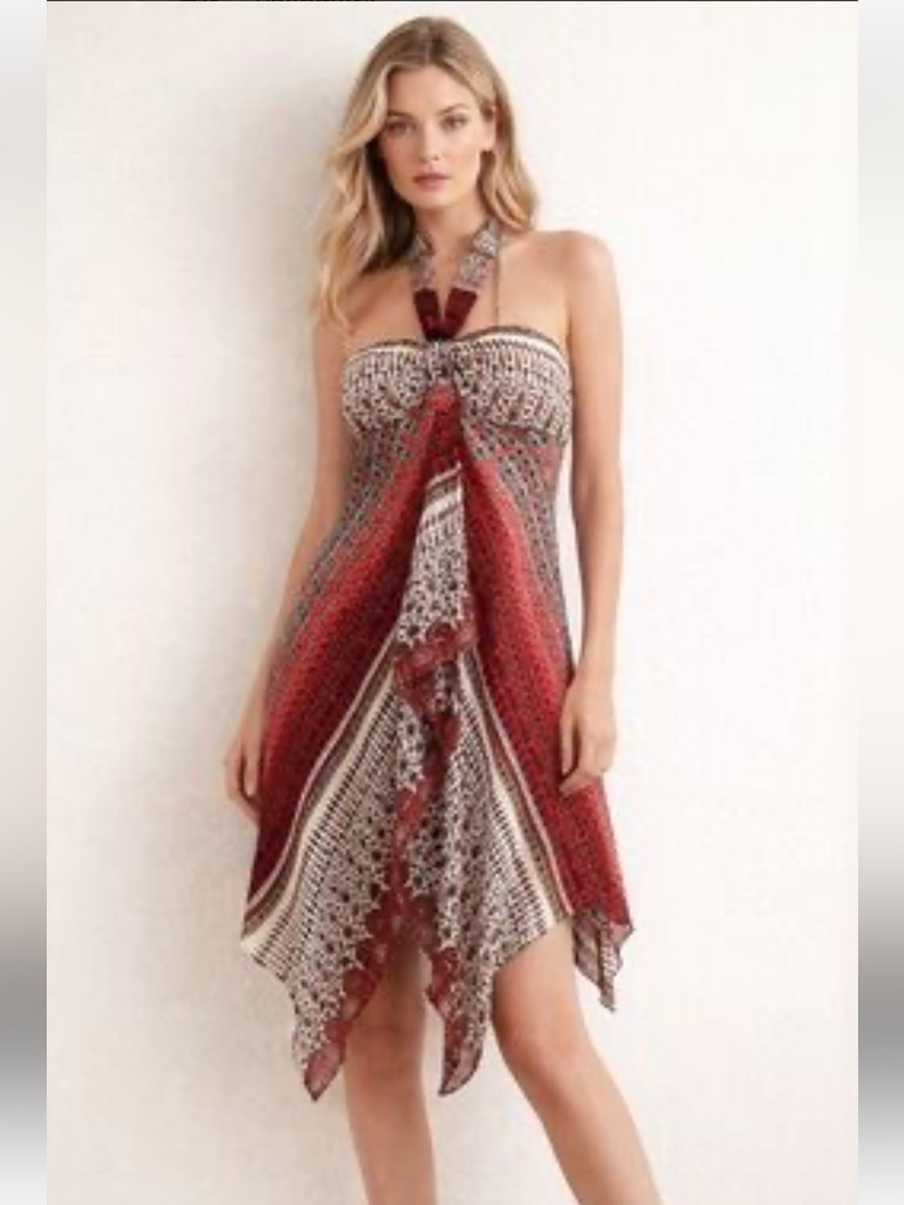 Max & Cleo Silk Handkerchief Hem Halter Dress Sz 6 Fits Like Women’s 2 Boho Y2K